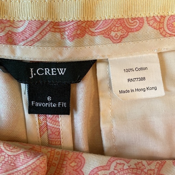 J Crew Favorite Fit VTG Pink Paisley Cotton Capri Pants Size 6 - Picture 5 of 9